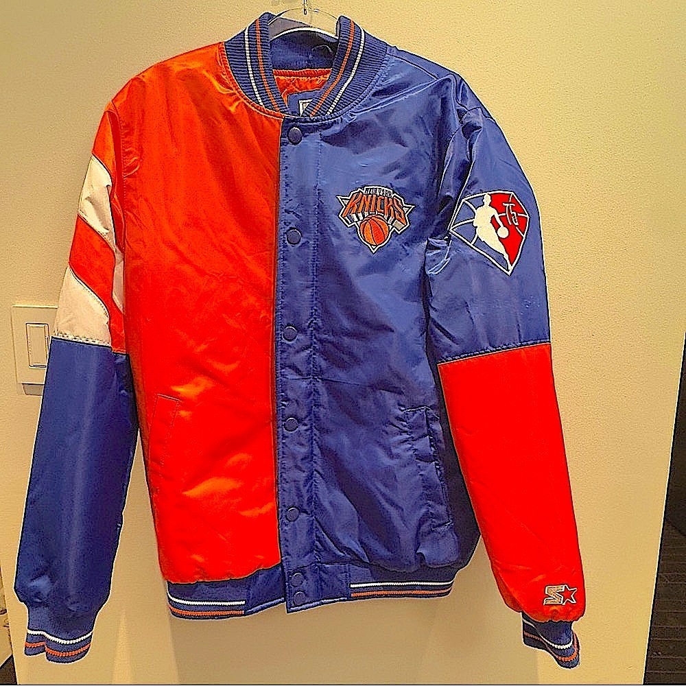 Starter New York Knicks 75th Anniversary Color Block Satin Varsity Jacket M - Picture 3 of 10